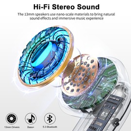 Bluetooth Headphones, Wireless Bluetooth 5.4 In-Ear Headphones with 4 ENC Noise Cancelling Mic, 40H Playtime with LED, IP7 Waterproof In-Ear Earphones for Work/Study/Leisure, Blue 2025