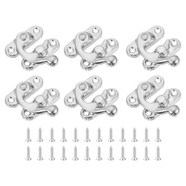 sourcing map 6 Pcs Vintage Lock Clasp, 27 x 32mm Mini Swing Arm Clasp Latch Left Latch Hook Hasp with Screws for Jewelry Box Suitcase Toolbox Wooden Case, Silver