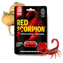 Cápsula Raíz de Maca y L-Arginina Red Scorpion de Yaakunaj Luxury - 750 mg - Suplemento Masculino - Dosis Única - Vitaminas E B2 B3 - Guaraná