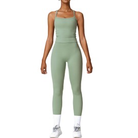 AGYMNX 2 Piece Workout Sets for Women High Waisted Seamless Butt Lifting Leggings Gym Yoga Outfit Stretchy Sports Bra Set