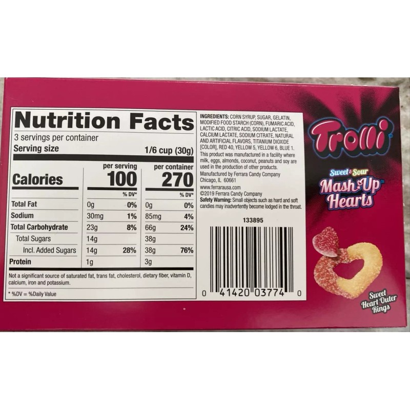 Trolli Sweet & Sour Mash Up Hearts Gummi Candy 1ea