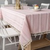 meioro Pink Rustic Table Cloth, Rectangle Textured Cotton Linen Fabric