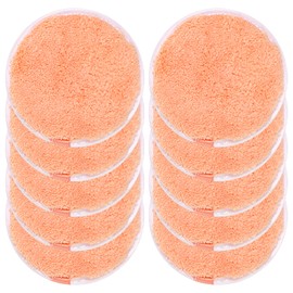 J・YANG Repeat Remover Pad Face Wash Milky 10 Count All-Skin Super Soft Reusable Microfiber Matte Cleansing Cream Puff (Orange)