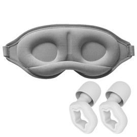 Blackout Sleep Masks for Women&Men Cotton Sleep Eye Mask for Sleeping with Adjustable Strap 3D Contoured Cup Blindfold Includes a Storage Pouch,2 Pair Noise Cancelling Ear Plugs for Travel,Work-Grey