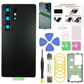 Compatible with Galaxy S25 Ultra Back Glass Cover Replacement, with Pre-Installed Camera Lens & Pre-Cut Tape, Includes Instruction, Black