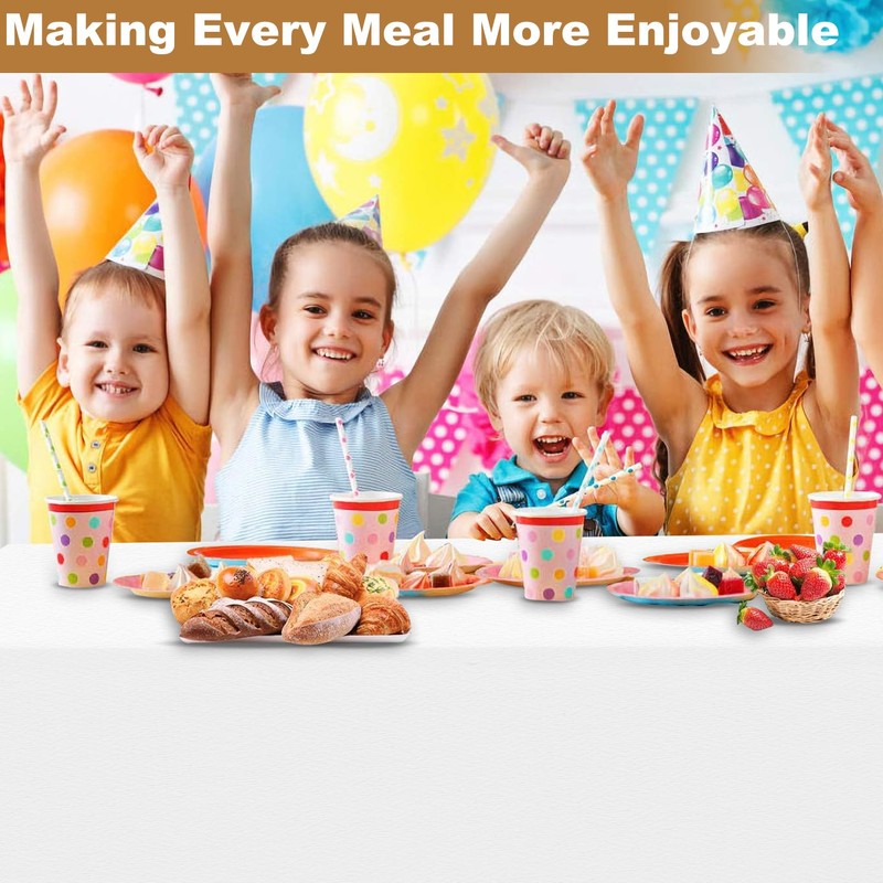 Incisite 2 Pack White Tablecloth, 259x147cm(58.7x102In) Polyester Table Cover for