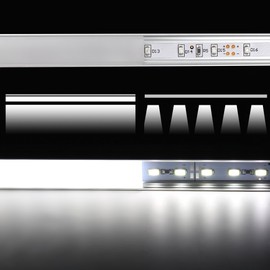 TORCHSTAR Shallow Flush Mount/Recessed Mount Aluminum U Channel, 3.3ft Aluminum Extrusion Profile w/Oyster White Cover for Flex/Hard LED Strip Light Accent Neon Effect Lighting-U04, Pack of 5