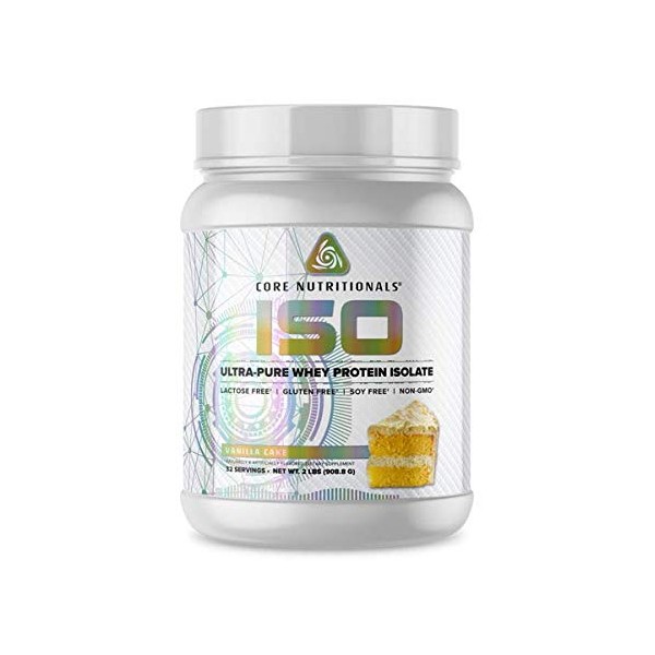 Core Nutritionals ISO, 100% Micro Filtered, Zero Artificial Fillers, 25g Whey Protein Isolate, 32 Servings (Vanilla Cake)