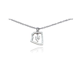 QUINNLYN & CO. Cactus in Arizona State with Swarovzki Crystal Pendant Necklace with Inspirational Quote on Greeting Card (Silver)