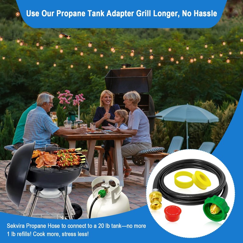 6FT Propane Hose Adapter for Weber Travelev Grill,1lb to 20lb