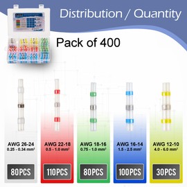 Solder Seal Wire Connectors Kit 400PCS – Marine Grade Heat Shrink Connectors, Waterproof & Corrosion Resistant Solderless Wire Connectors for Automotive, Boat, RV, Truck and More