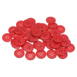 HARFINGTON 50 botones de costura de 36 L de 7/8 pulgadas (23 mm) de resina redonda plana de 4 agujeros para coser ropa y bricolaje, rojo