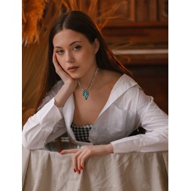 FUTIMELY Lightning Necklace Western for Women Jewelry Classic Turquoise Vintage Boho Lightning Pendant Necklace for Downtown Gift