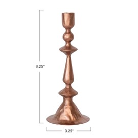 Creative Co-Op 8.25" L Round Hand-Forged Cast Metal Taper Holder, Copper Finish