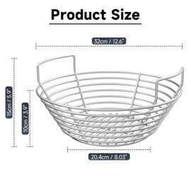 DPZM 12.6'' Stainless Steel Ash Charcoal Basket, Kick Ash Basket for Large Big Green Egg Grill, Kamado Joe Classic, Pit Boss, Louisiana Grills, Primo Kamado Grill & Other Similar Grills