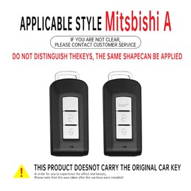 TECART for Mitsubishi Metal Frame Key Fob Cover with Keychain Leather Key Protector Fit For Outlander Lancer 2/3 Buttons, Silver Metal Frame-long-green