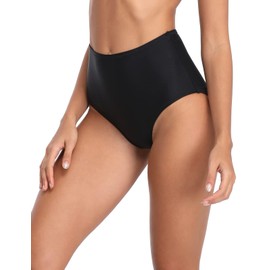 RELLECIGA Women's Black High Waisted Bikini Bottom Tummy Control Swim Briefs Size X-Large