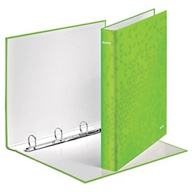Leitz A4 4 Ring Binder, Holds up to 230 Sheets, WOW Range, 25 mm Spine, Green, 42420054
