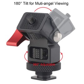 Rigdance Cold Shoe Mount Adapter for DJI Pocket 3, 1/4" Mini Ball Head 180 Degree Adjustable for Cameras, Camera Cages, Camera Rigs