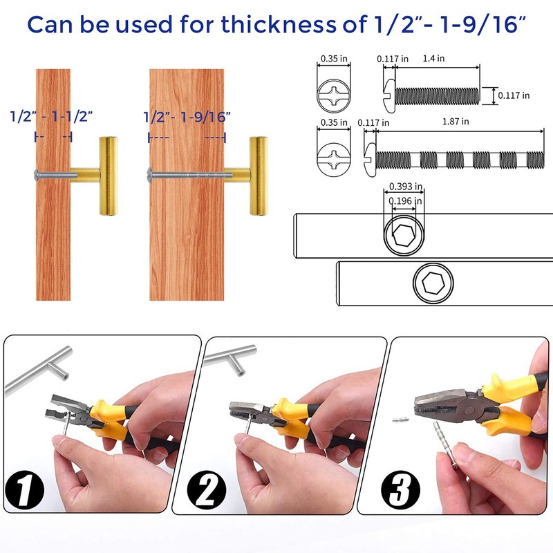 Ravinte 30 Pack Gold T Bar Cabinet Knobs 2 Inch