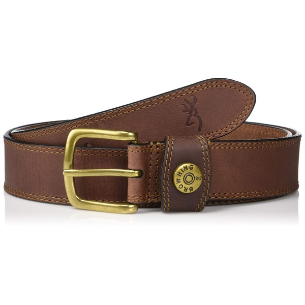 Browning Mens Rugged Belts Leather Slug, Brown, No Camo, 38
