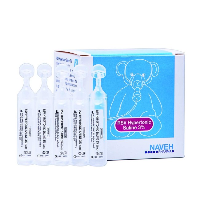 RSV Hypertonic Saline Solution 3% - Nebulizer Diluent for inhalators and Nasal Hygiene Devices Helps Clear Congestion from Airways and Lungs – Reduce Mucus (25 Sterile Saline Bullets of 0.17 Fl Oz)