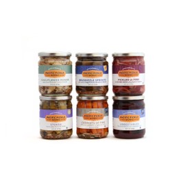 Specialty Variety Pickles Gift Pack (6-pack) - variety of pickled Brussels sprouts, pickled carrots, pickled beets, pickled fennel, pickled okra and pickled cauliflower