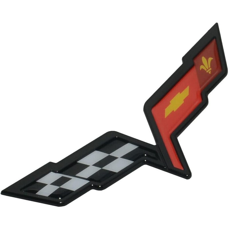 1Pcs Front Hood & Rear Fascia Crossed Flags Emblems Car