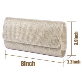 Elbourn Women's Evening Shoulder Bag Sparkling Clutch Purses With Detachable Chain Strap Glitter Envelope Clutch Bag for Wedding Cocktail Party Wedding Engagement Handbag（Apricot）