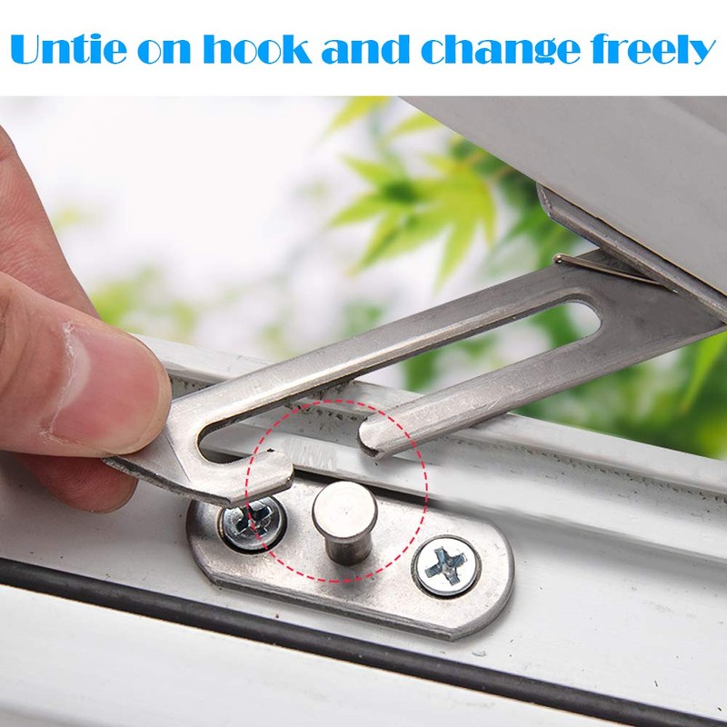 Pack of 2 Window Restrictors, 304 Stainless Steel Window Hooks,