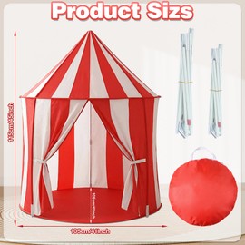 Capoda Circus Tent 41 x 41 x 45 Inch Large Red and White Striped Playhouse Carnival Party Supplies Decorations for Adults Play and Games Indoor and Outdoor Holiday Camping Activities