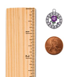 Inspired Silver - Pansy Flower - Silver Necklace for Women - Circle Pendant Chain Necklace Jewelry Gift with Cubic Zirconia - Women's Necklace Charm with Lobster Claw Clasp