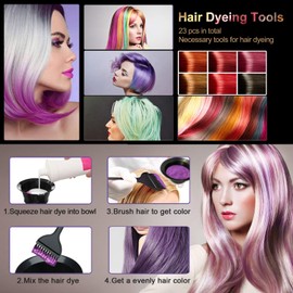 23 Pieces Hair Coloring Dyeing Kit - Hair Tinting Bowl/Dye Brush/Mixing Spoon/Ear Cover/Gloves Hair Dye Tools for Hair Coloring Bleaching DIY Salon & Home Hair Coloring Hair Dryers
