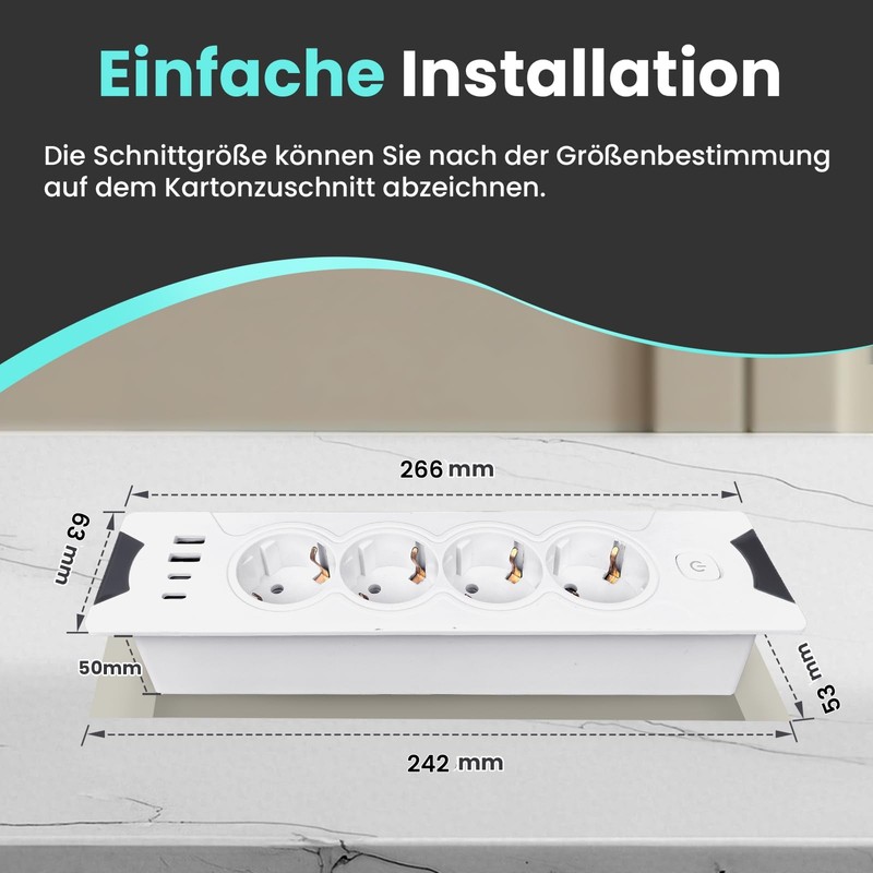 JACEPFY Table Socket with USB Desk Power Strip for Worktop