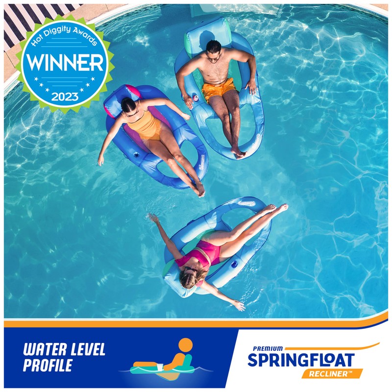 SwimWays Spring Float Premium Recliner Pool Lounger, Inflatable Pool Floats