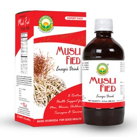 Basic Ayurveda Safed Musli Fied Drink | 16.23 Fl Oz (480ml) | with Ashwagandha, Brahmi, & Saffron | Organic & Ayurvedic | Energy & Focus Support