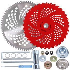 PLAXNS 9" x 36 Teeth Carbide Tipped Blades & 10" x 80T Carbide Tip Brush Blades with Universal Adapter Kit,Premium Stainless Steel Trimmer Head for Cutter, Trimmer, Weed Eater