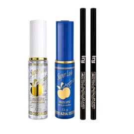 Kit Mascara de pestañas Super Lash by apple  2 Delineador Retractil IVY  Rimel Azul                                                                   