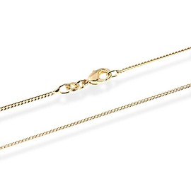 NKlaus 40241 Set of 2 Curb Chain 38 cm Byzantine Chain 1.1 mm Gold-Plated with 18 Carat 750 Yellow Gold, Metal Gold