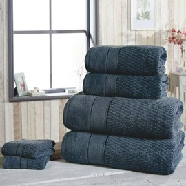 Rapport Home Luxury Royal Velvet Bathroom 6 Piece Bath Set, Denim