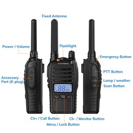 BAOFENG Walkie Talkies for Adults, Long Range Rechargeable Walky Talky BF-88ST Pro NOAA VOX Dual Watch, with Desktop Charger and Earpieces (3 Pack)