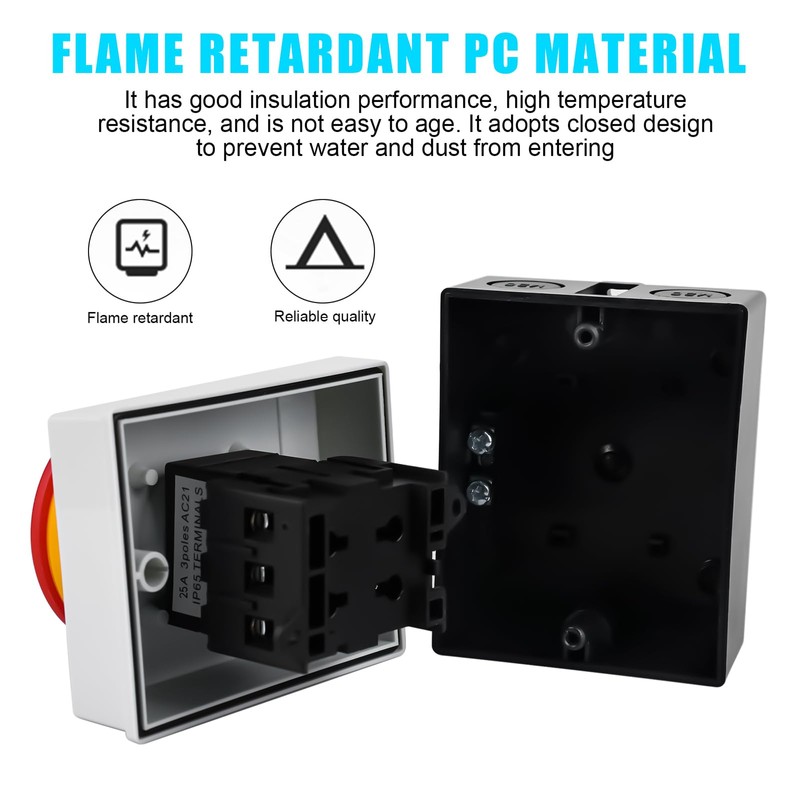 Main Switch Circuit Breaker 25A: 4-Pin Main Switch in Housing,