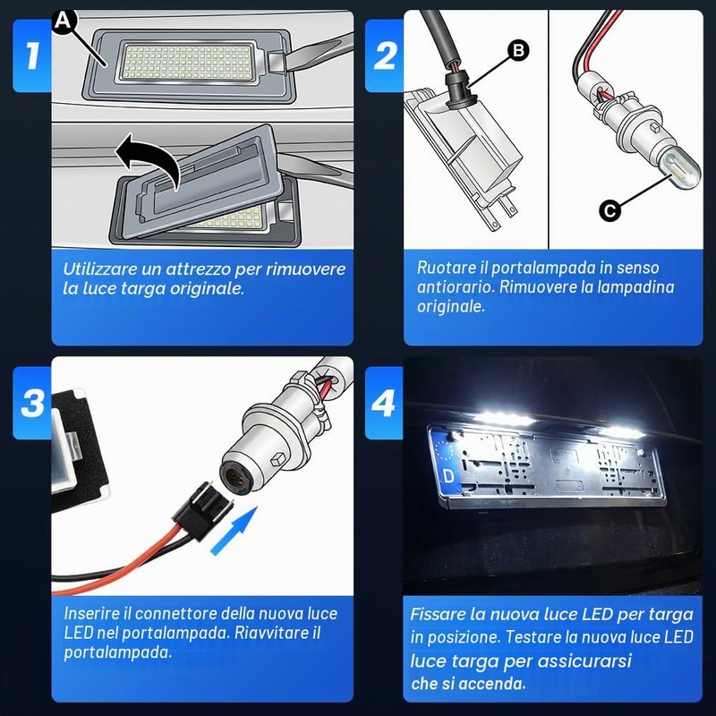 NSLUMO Luci targa LED per Lancia Musa 2004-2012, accessori luce