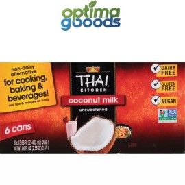 Thai Kitchen Unsweetened Coconut Milk 13.66 oz Cans (6 Pack) – Non-Dairy Cooking