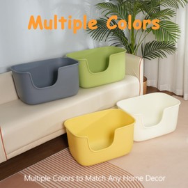 SpaceTime Extra Large Litter Box with High Sides 22.4" Lx15.7 Wx12.2 H,XL Anti-Splashing Kitty Litter Pan,Tool-Free Assembly,Multi Cat Litter Box,Jumbo (Grey)