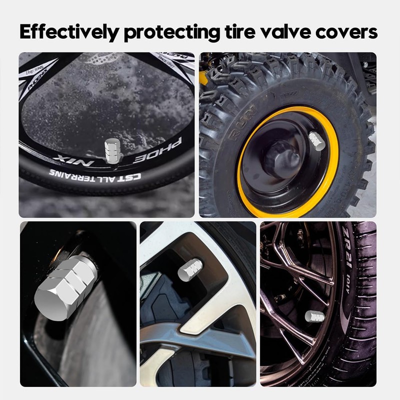 Aluminum Valve Stem Caps, 12 Pack - Universal Car Tire