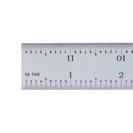 PEC Tools 12" Machinist Metal Ruler, 1/25" Thick X 1" Wide, Satin Chrome, High Carbon Steel Ruler Scale with Markings 1/32", 1/64", 1/50", 1/100", Made in USA