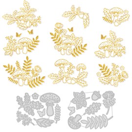 INFUNLY 28pcs Mushroom Die Cuts Flower Hot Foil Plate Leaf 3D Die Cuts Stencil Album Embossing Paper Dies for Card Making Scrapbooking Decoration Paper Dies