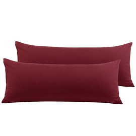 PiccoCasa 2 Packs Body Pillow Cover, 110 GSM Brushed Microfiber Burgundy Body Pillow Pillowcase, 20"x48" Body Pillow Cases with Zipper Closure for Long Pillows