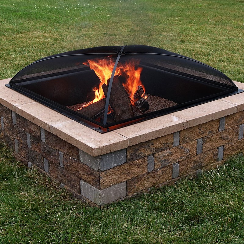 Sunnydaze Heavy-Duty Steel Mesh Fire Pit Spark Screen Cover -